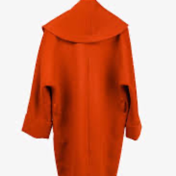 Tavan & Mitto Red Wool Shawl Collar Kimono-Sleeve Midi Coat - Picture 2 of 4